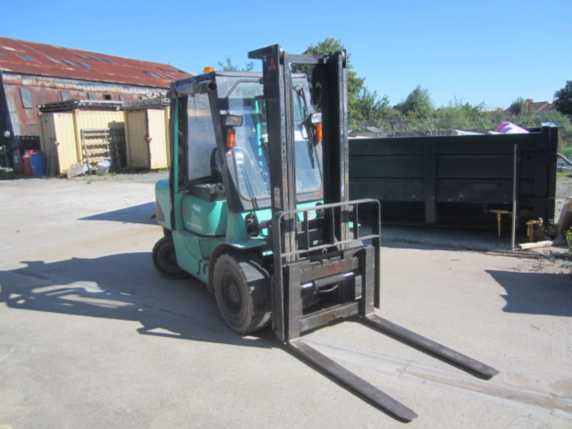 Mitsubishi 35 diesel powered duplex mast forklift truck, with side shift and all weather canopy, - Image 2 of 12