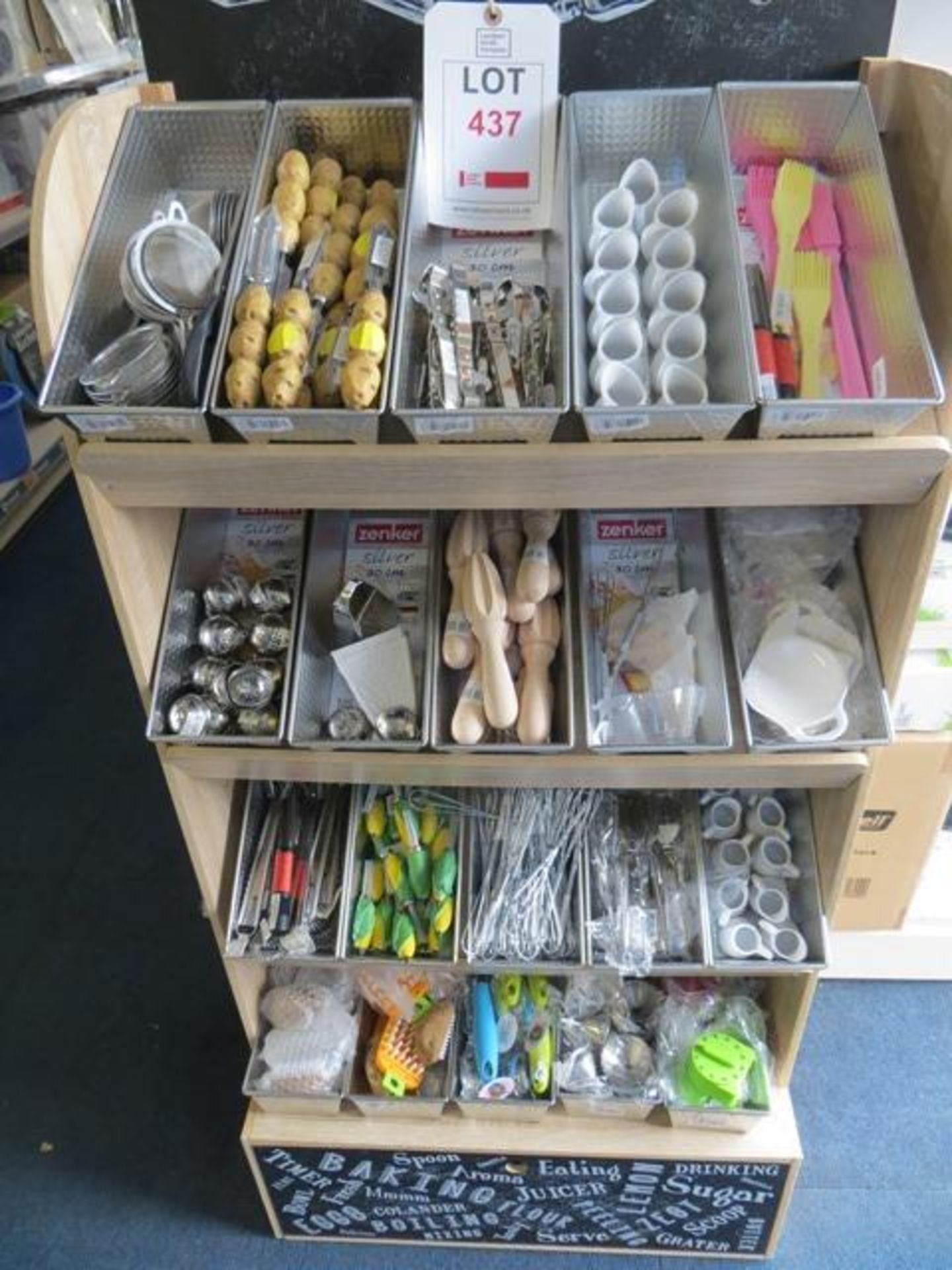 Contents of display unit to include kitchen essentials, salt pots, wisp, brushes, timer, mini