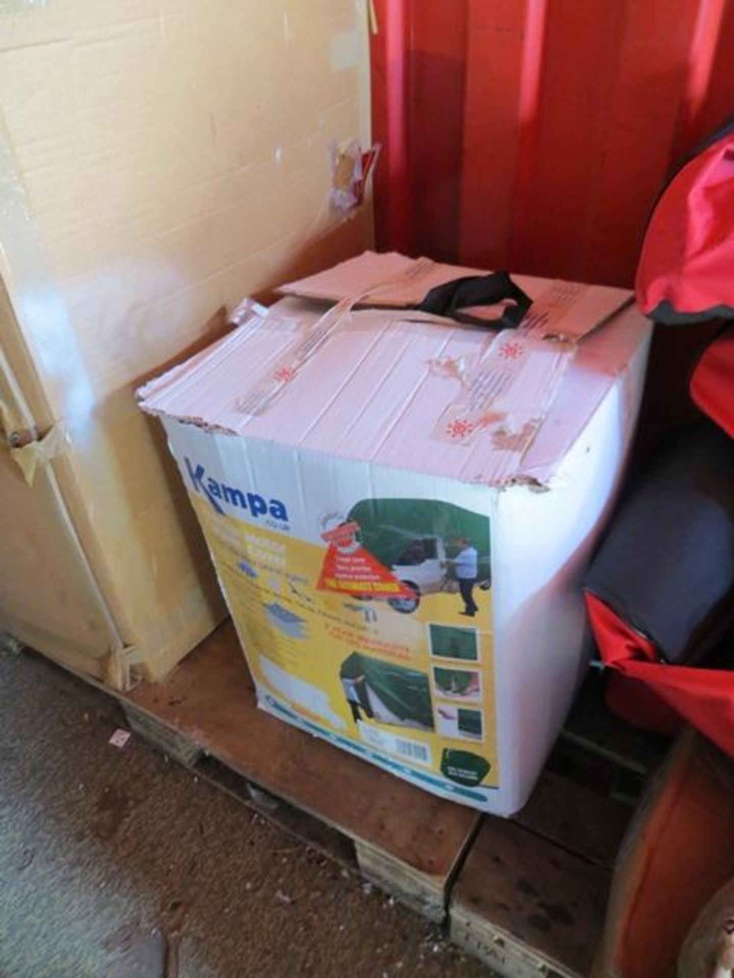 Contents of container to include a large quantity of Fiamma wind out awnings, covers, advertising - Image 4 of 8