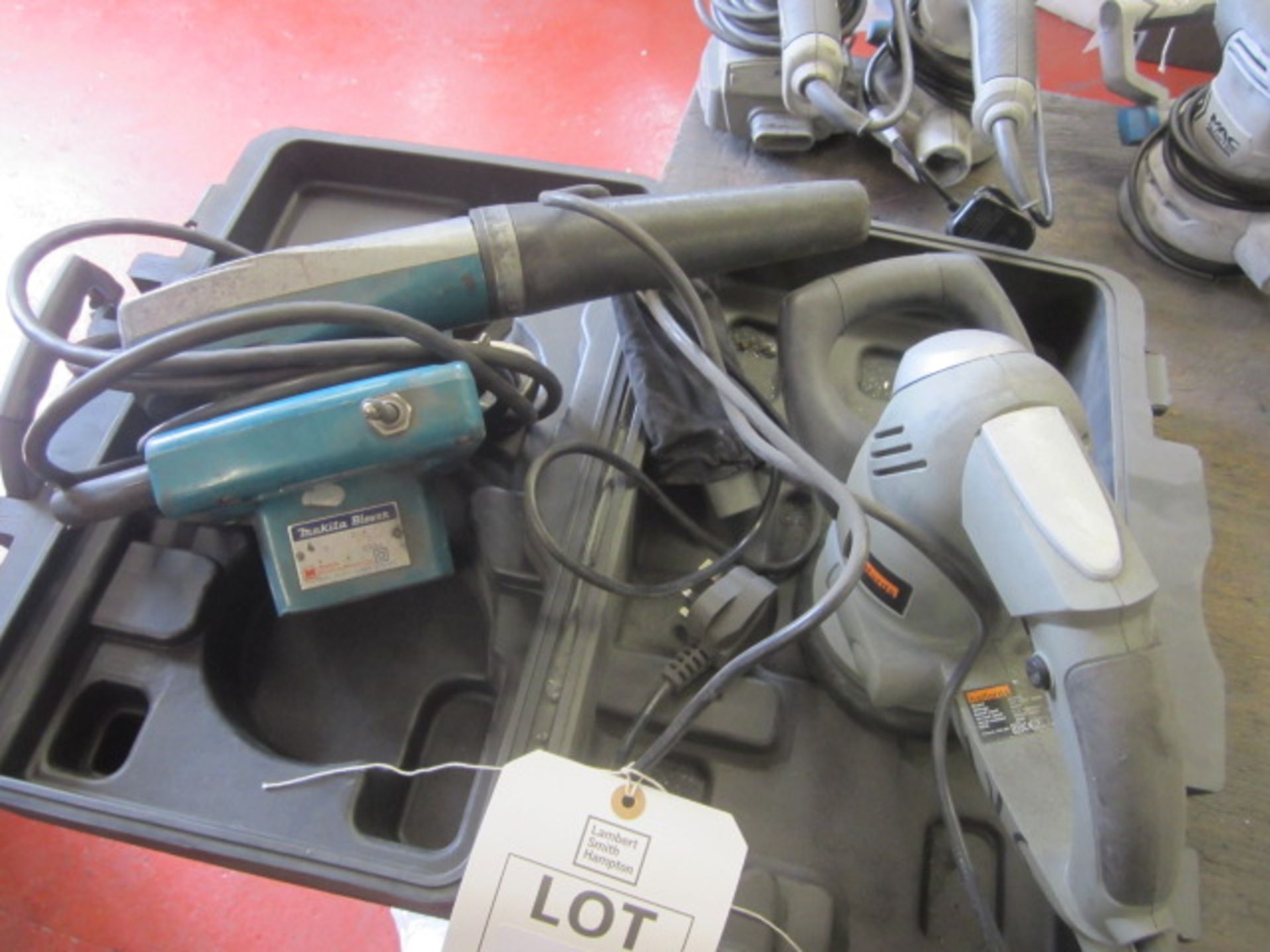 Halfords 282822, 240v orbital sander, and a Makita 401413 blower, 240v