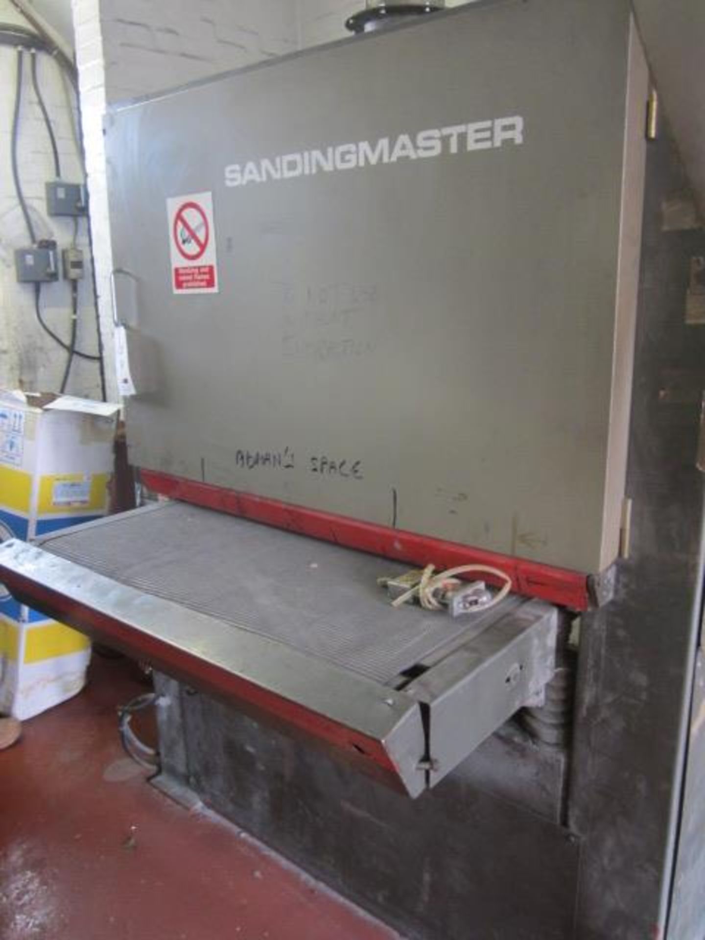 AVD Linden Sandingmaster SB900 wide belt drum sander, serial no. KM67607, belt width 900mm. A work