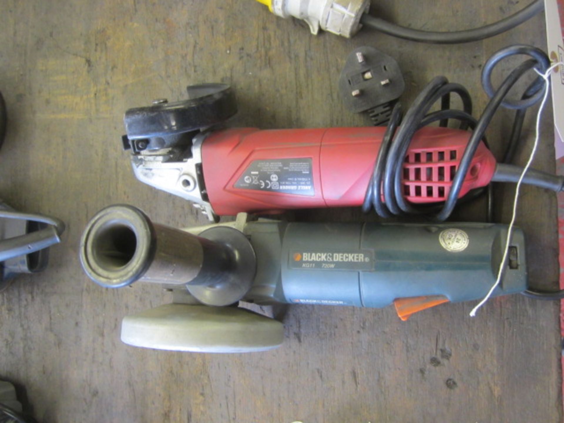Hyper Tough 240v angle grinder and a Black & Decker KG11 720v angle grinder (no cable)