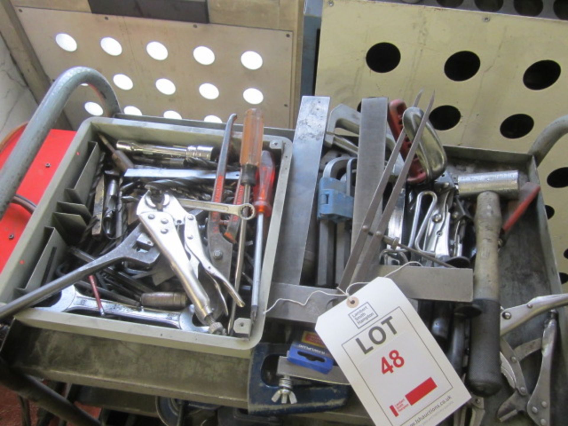 Quantity of assorted hand tools, G clamps, etc.