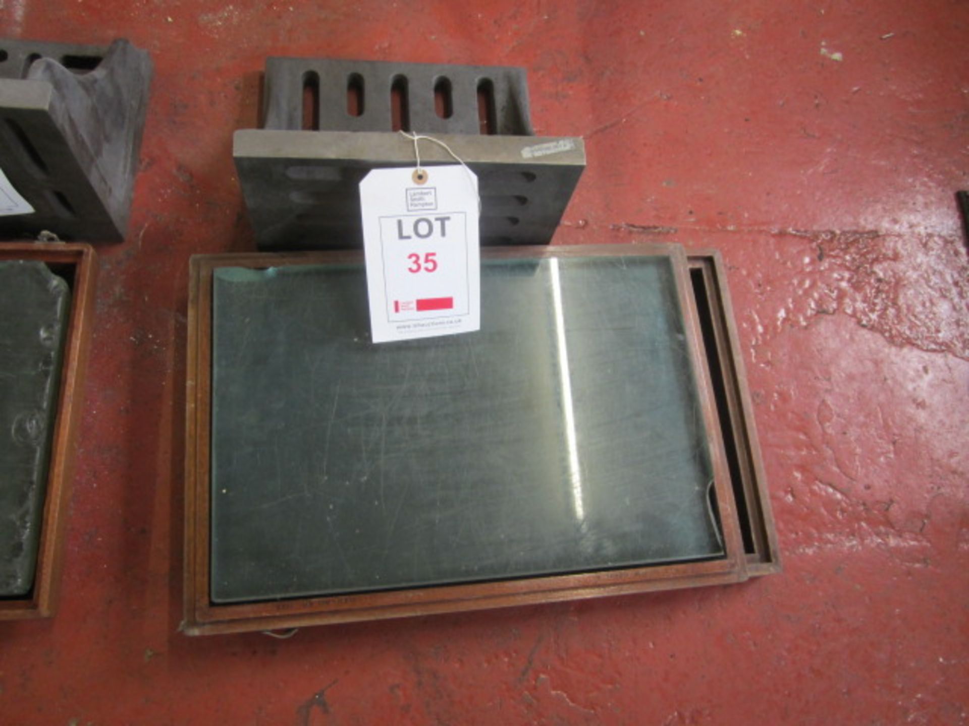 Steel face plate with Jones & Shipman glass, glass plate size 320 x 500mm