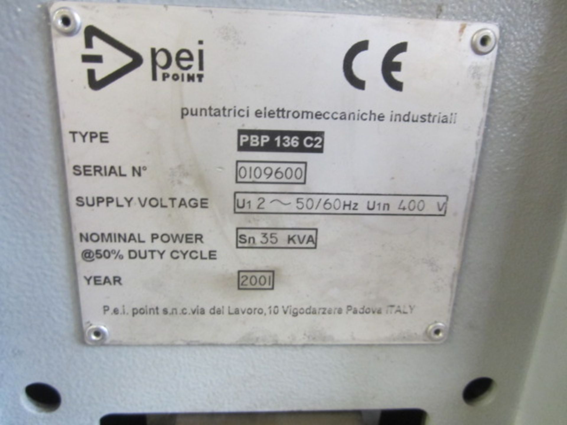 PEI Point PBP 136C2 spot welder, serial no. 0109600 (2001). A work Method Statement and Risk - Image 4 of 5