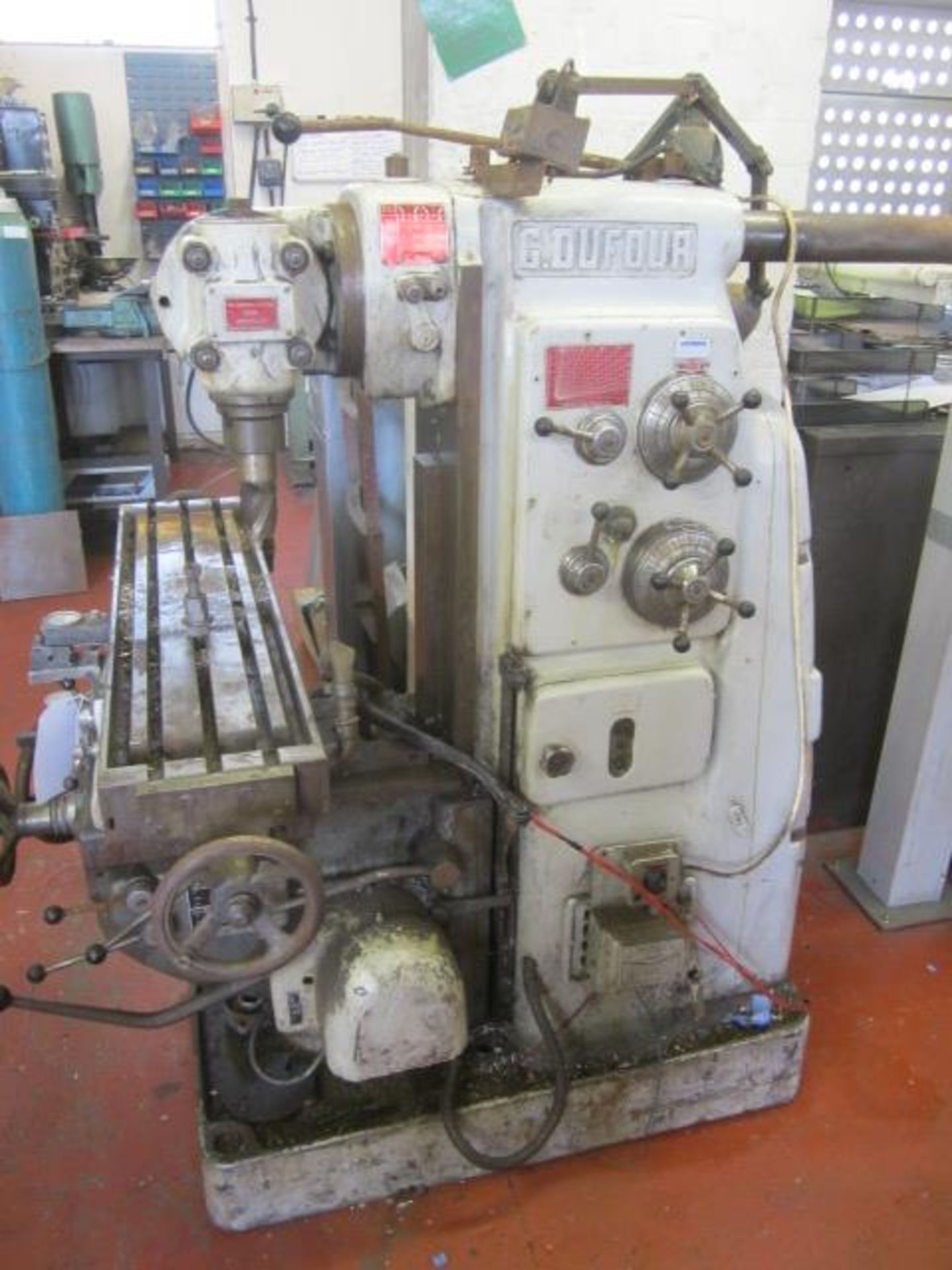 G Dufor turret mill 8" cutting head, spindle speed 21-1600 rpm, table size 1100 x 250mm. A work - Image 4 of 9