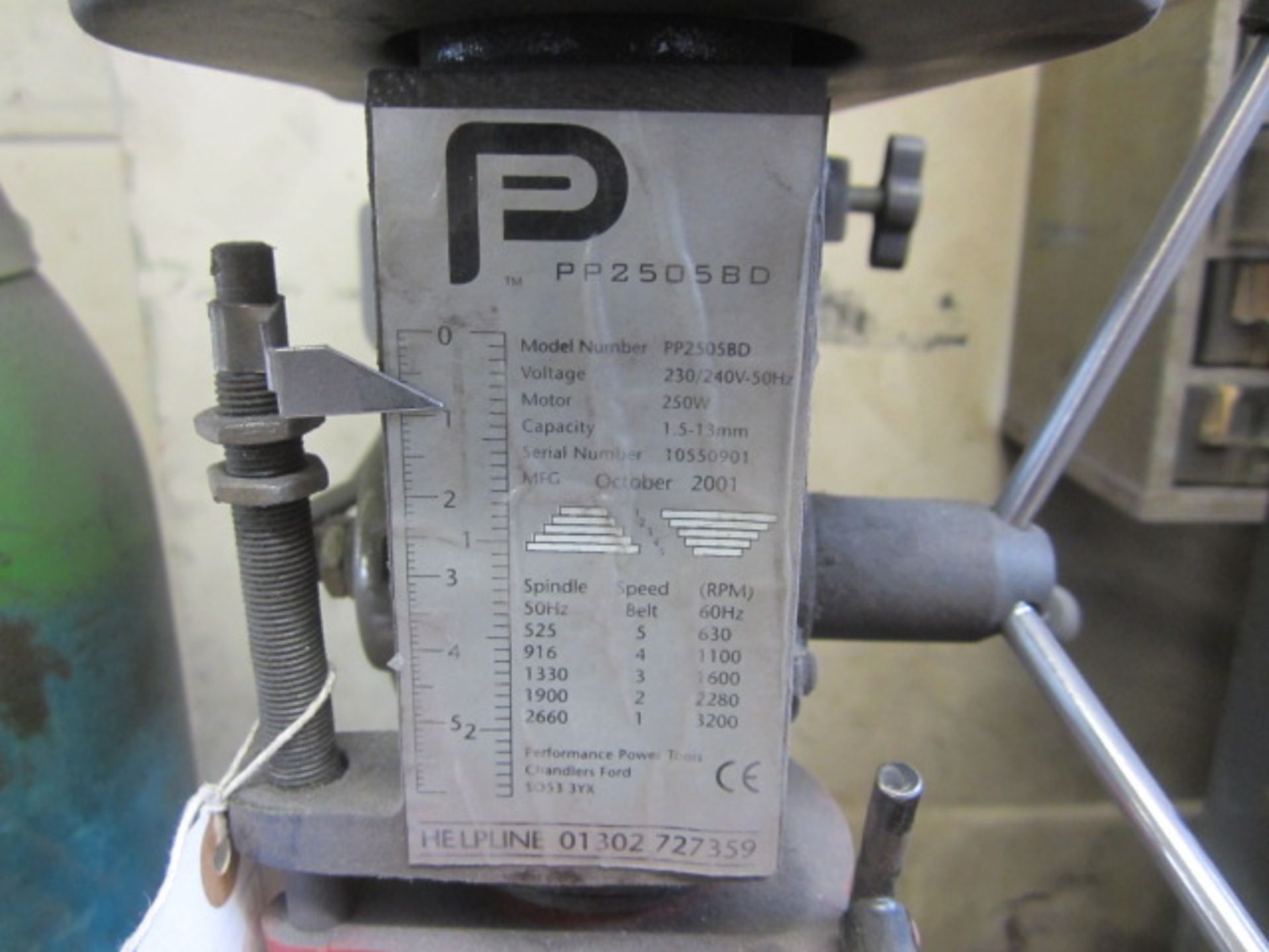 Performance Power PP2505 BD bench top pillar drill, serial no. 10550901 (2001) - Image 3 of 3