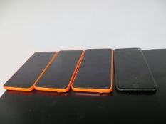 Three Microsoft Phones and an Apple iPhone (Cracked Screen)* This lot is located at Unit 15,