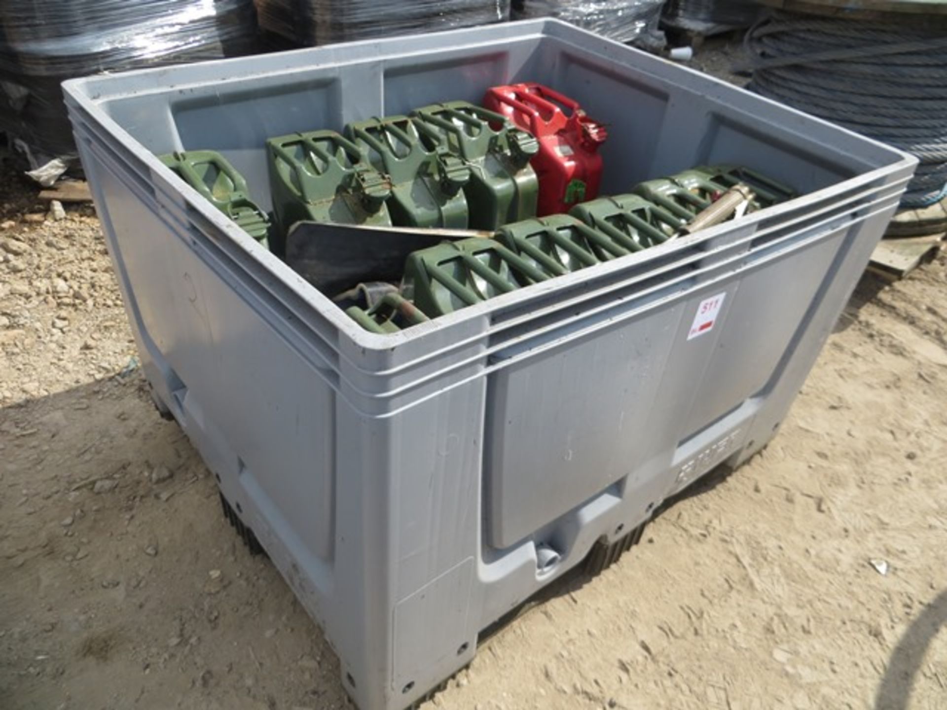 Stackable Fishbox storage container approx. 1200mm (L) x 800mm (W) x 800mm (H) c/w 11 empty Jerry