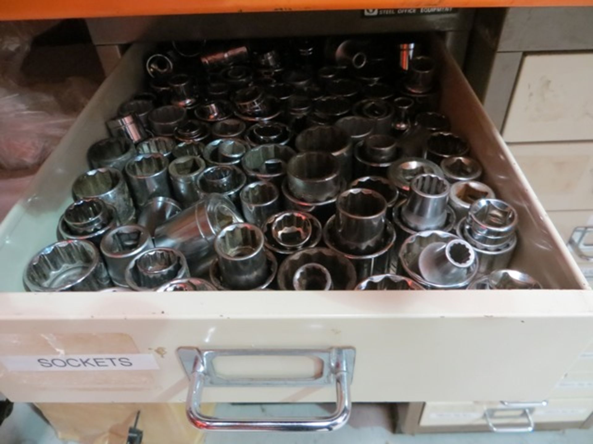 Eight steel multidrawer units and contents to include sockets, taps, punches, lugs, drill bits, - Image 2 of 9