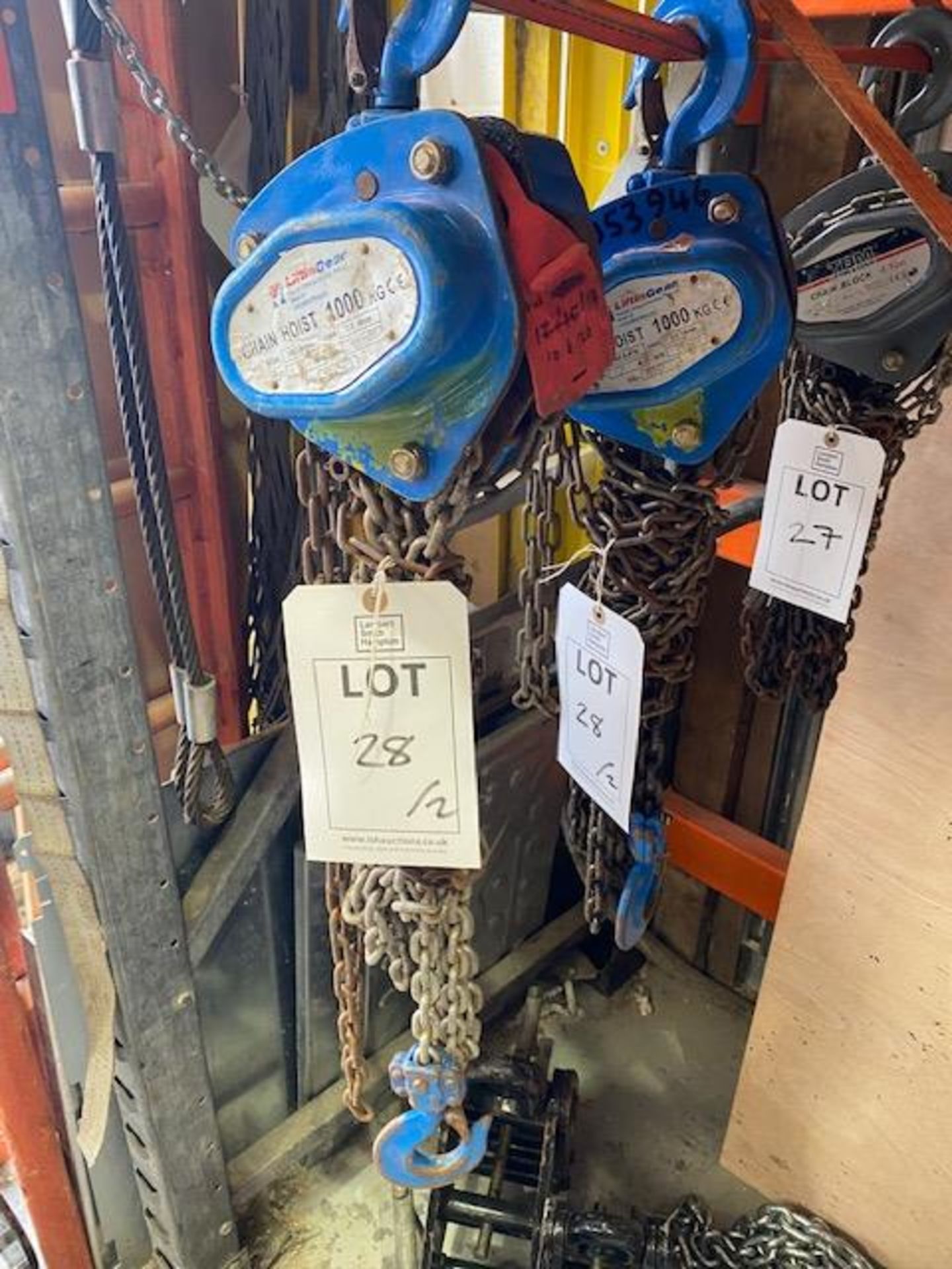 Two Lifting Gear 1000Kg chain hoist s/n 18053939 & 18053946 (2016). *N.B. This lot has no record - Image 3 of 3