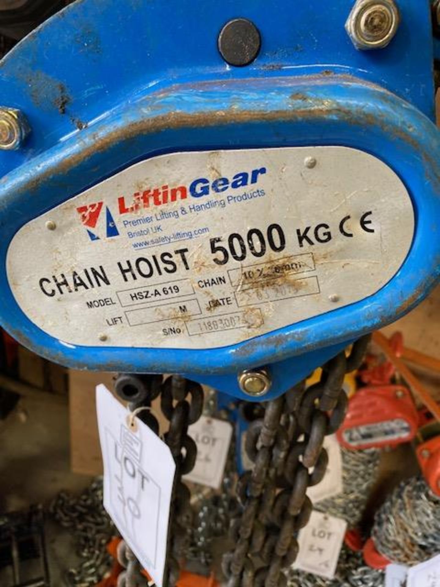 Lifting Gear 5000Kg 3m lifting hoist s/n T1803007 (2018). *N.B. This lot has no record of Thorough - Image 2 of 2