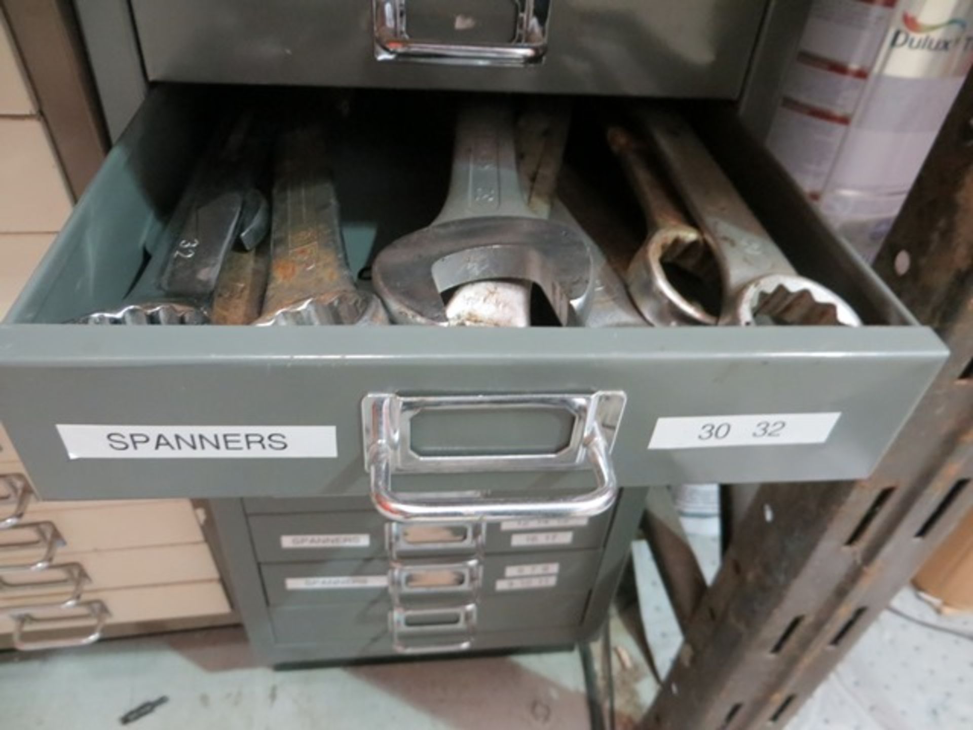 Eight steel multidrawer units and contents to include sockets, taps, punches, lugs, drill bits, - Image 8 of 9