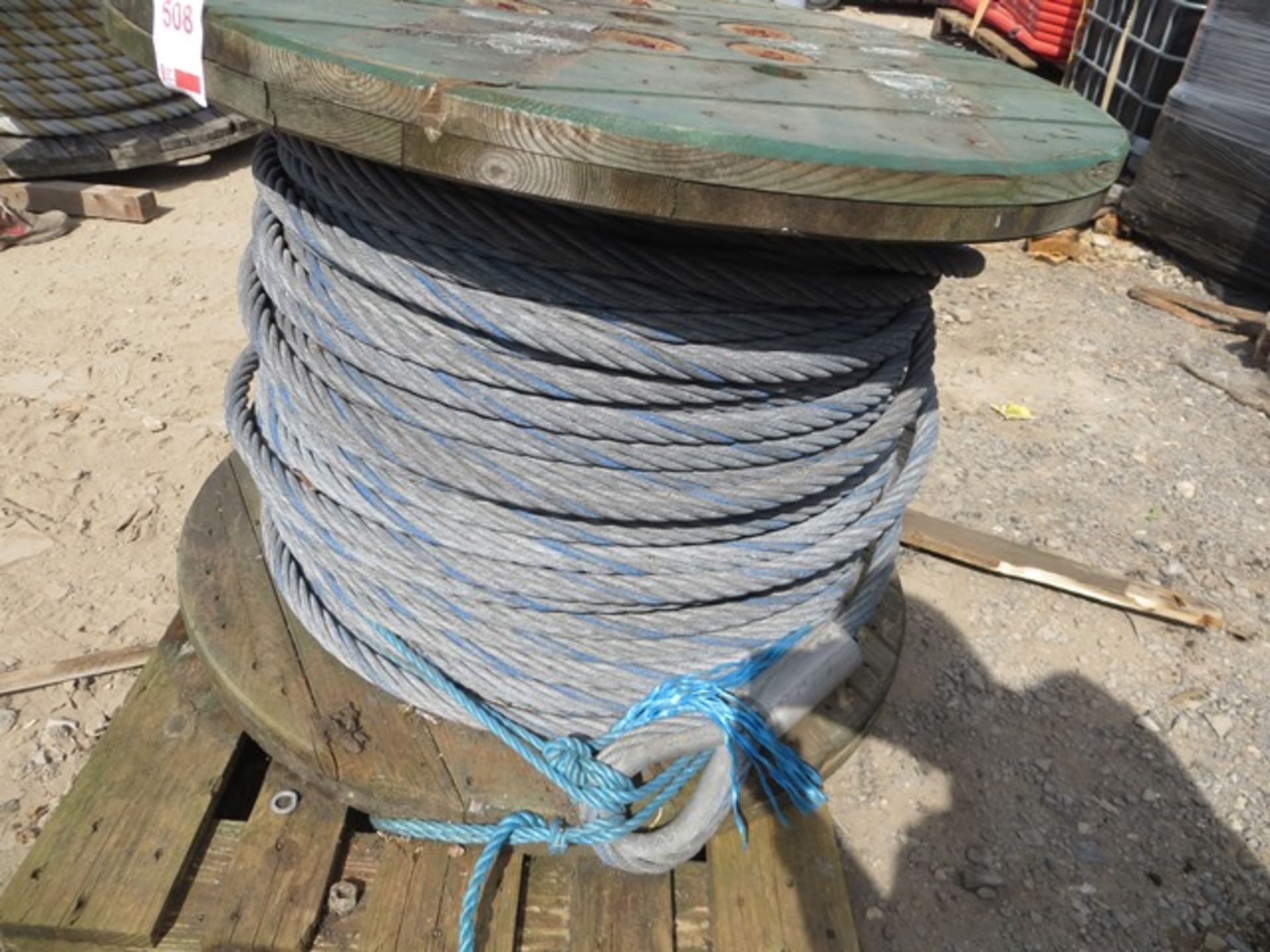 Reel of 1" steel rope as lotted *This lot is located at Gibbard Transport, Fleet Street