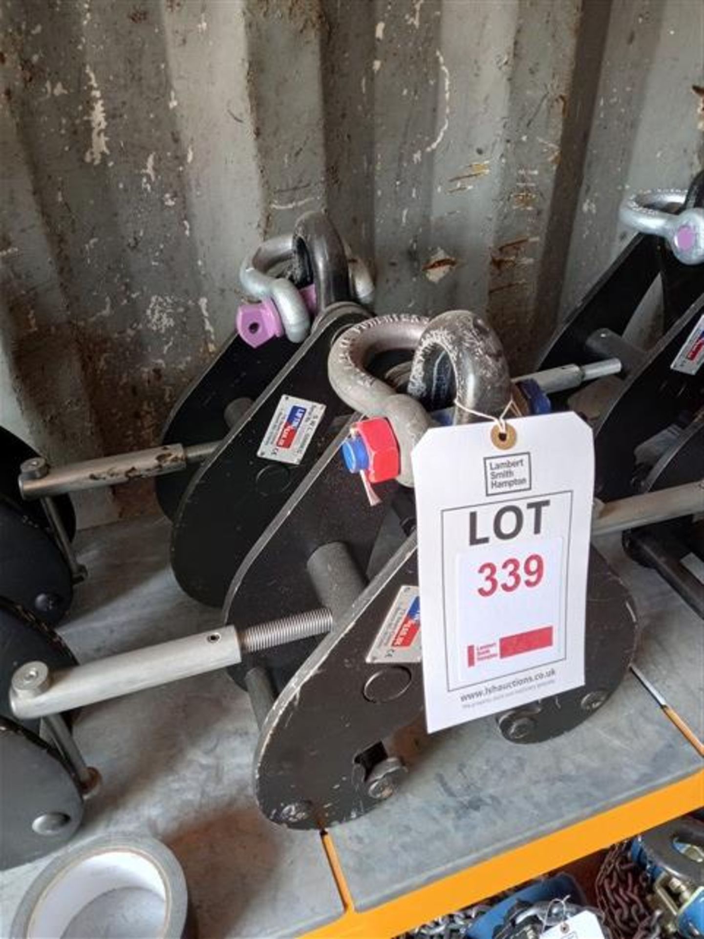 2 x Lifting Gear S.W.L 5000KGS beam clamps (90-130mm), serial numbers T21040773 & T21040771. *N.B.