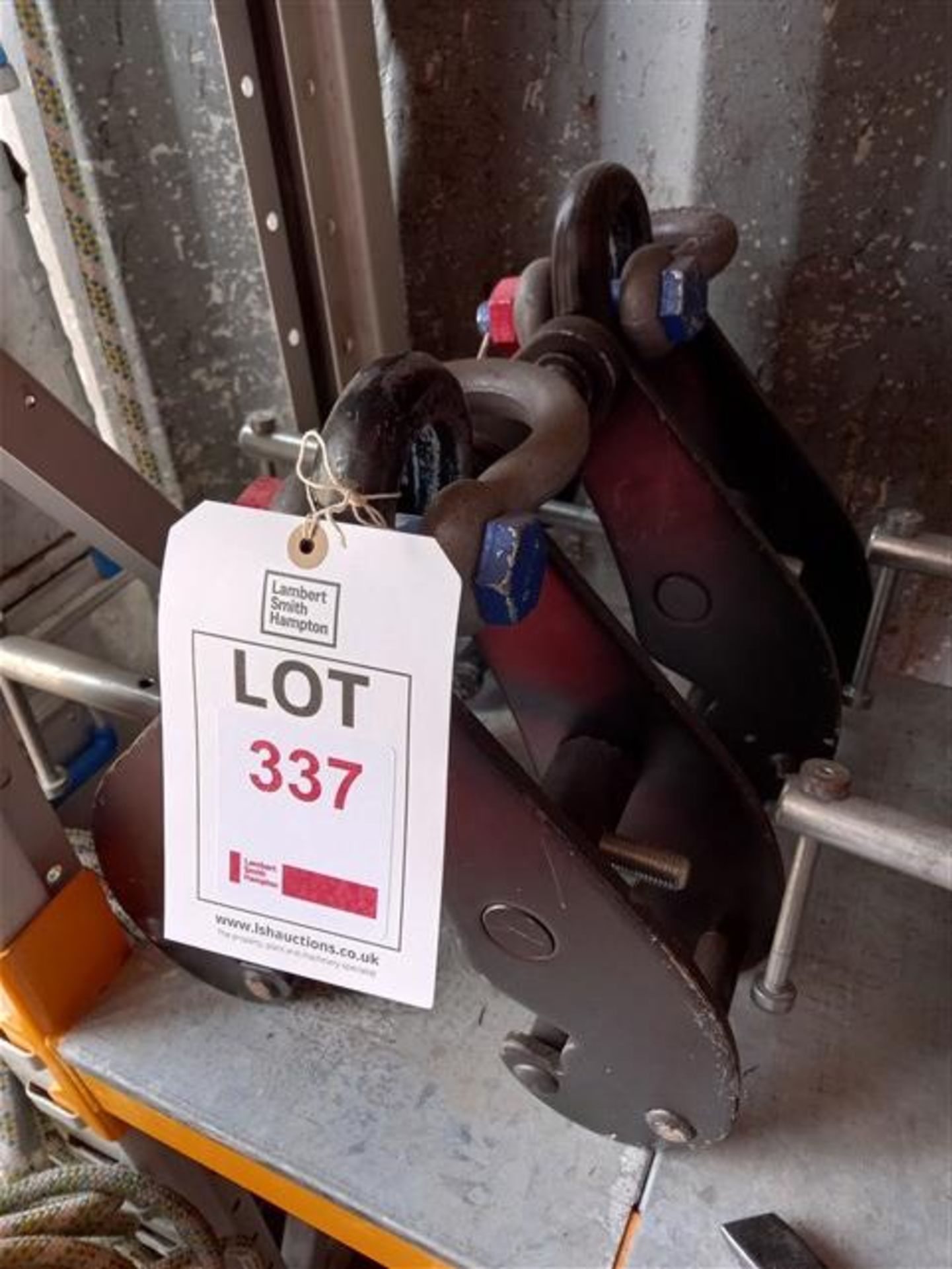 2 x Lifting Gear S.W.L 5000KGS beam clamps (90-130mm), serial numbers T21040758 & T21040774. *N.B.