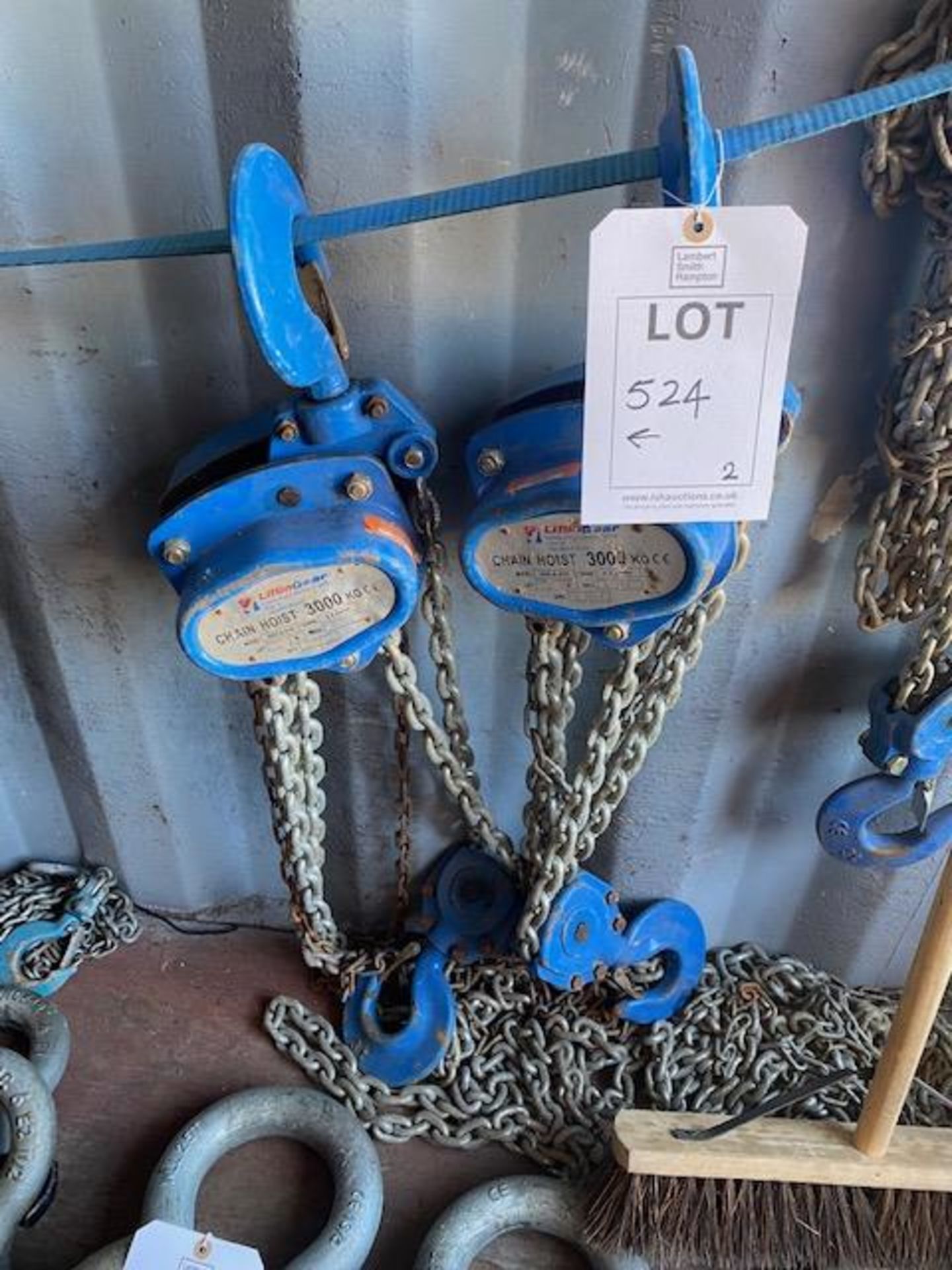 Two Lifting Gear 3000Kg chain hoists model HSZ-A619. *N.B. This lot has no record of Thorough