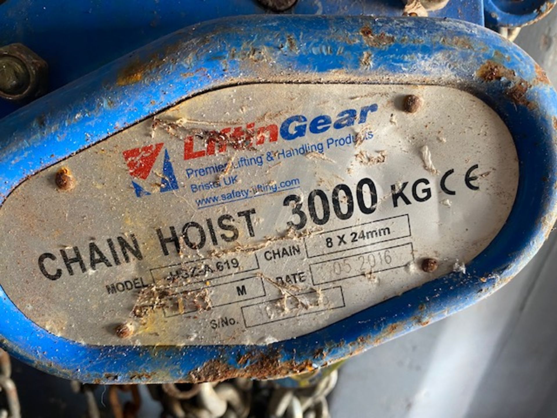 Three Lifting Gear 3000Kg chain hoists model HSZ-A619. *N.B. This lot has no record of Thorough - Image 2 of 2