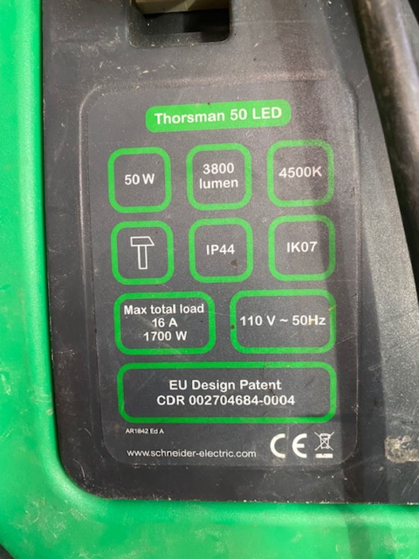 Two Schneider Thornsman 50 LED 110V working lights & a Schneider Thornsman 50 LED 240V light with - Image 2 of 3