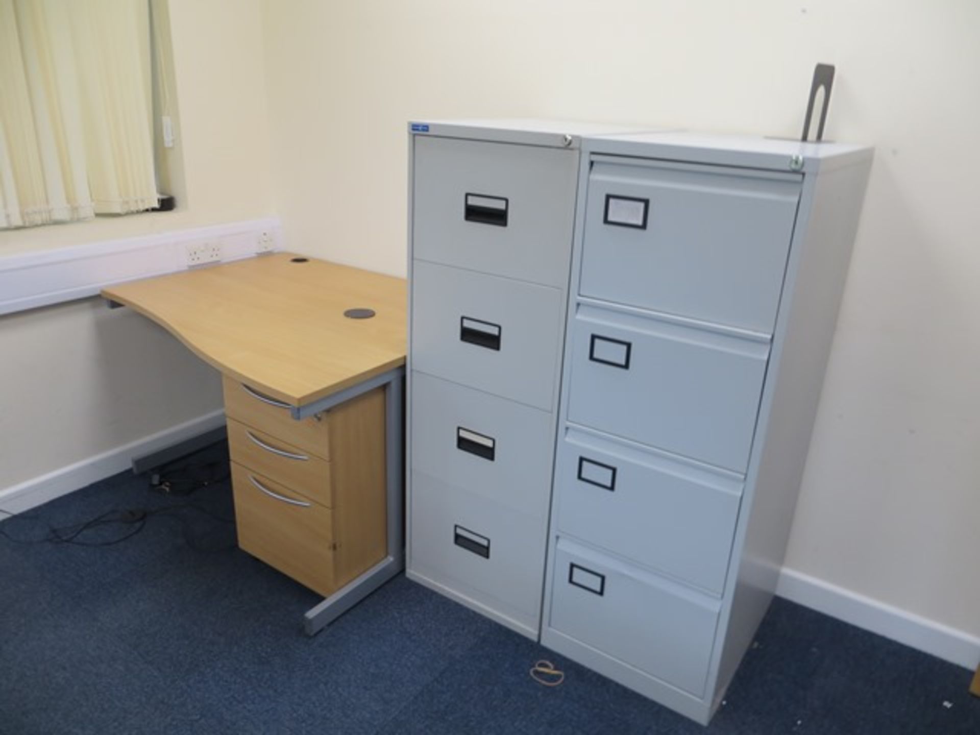 Contents of room to include Three Light Oak Veneer Workstations, Two Steel 4 Drawer Filing Cabinets, - Image 3 of 3