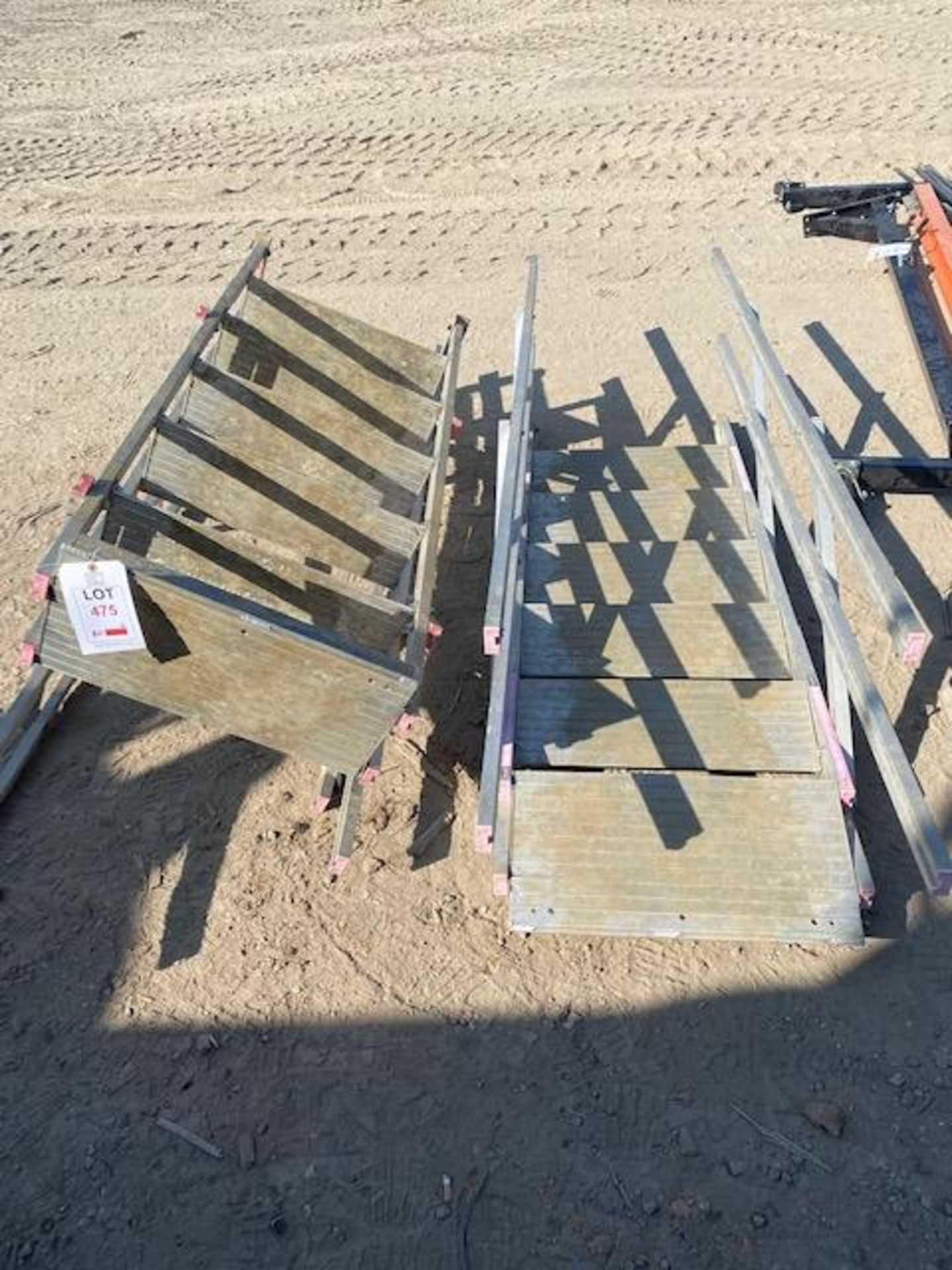 Two aluminium adjustable gantry steps with side rails *This lot is located at Gibbard Transport,