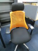 Flash ergonomic task office chair, charcoal seat, orange back* This lot is located at Unit 15,