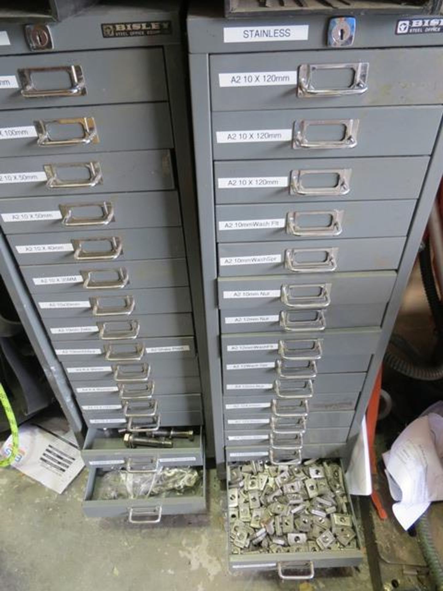 Eight steel multidrawer units and contents to include sockets, taps, punches, lugs, drill bits, - Image 9 of 9