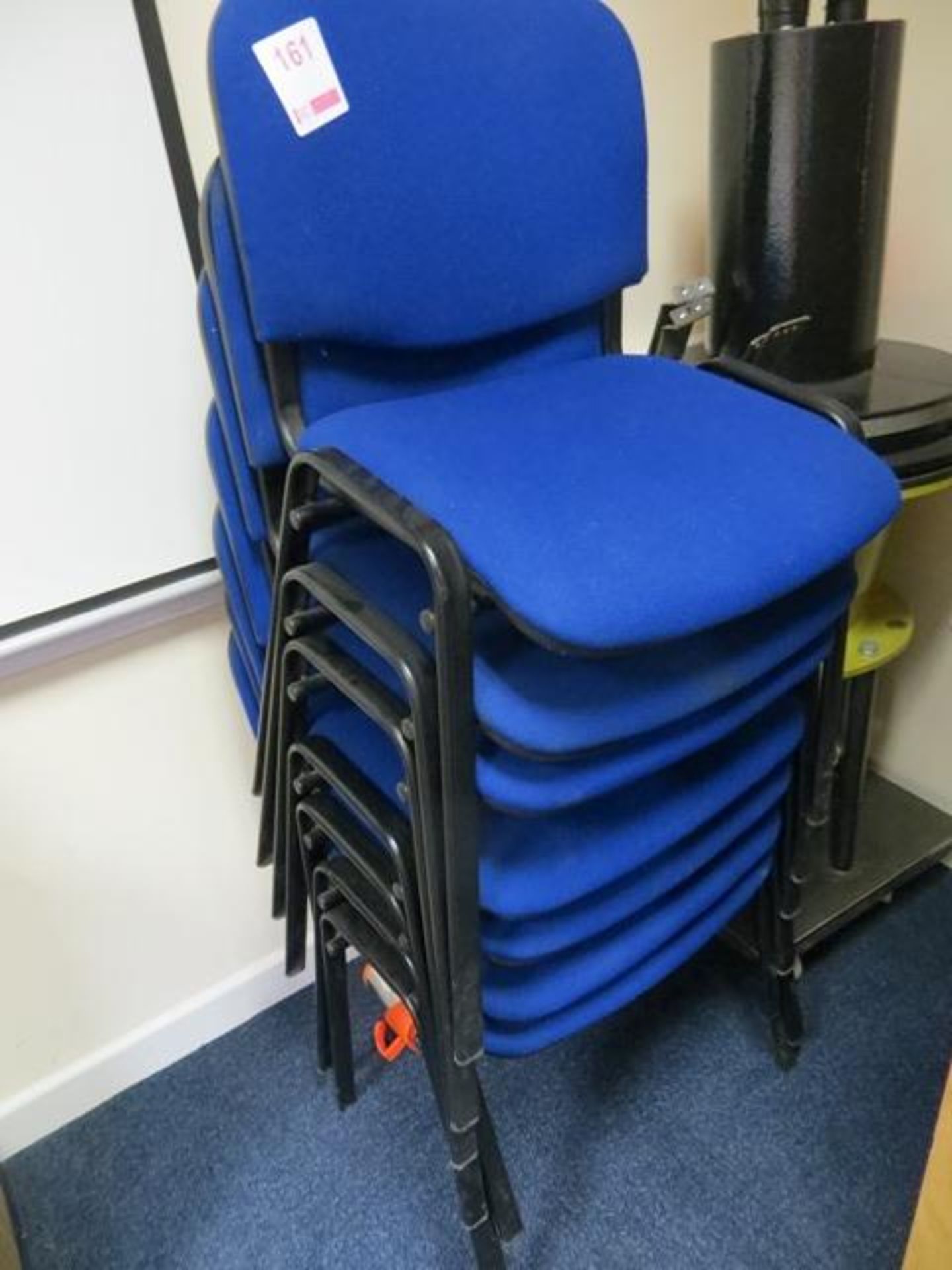 Seven Steel Frame Chairs Blue Cloth* This lot is located at Unit 15, Horizon Business Centre,