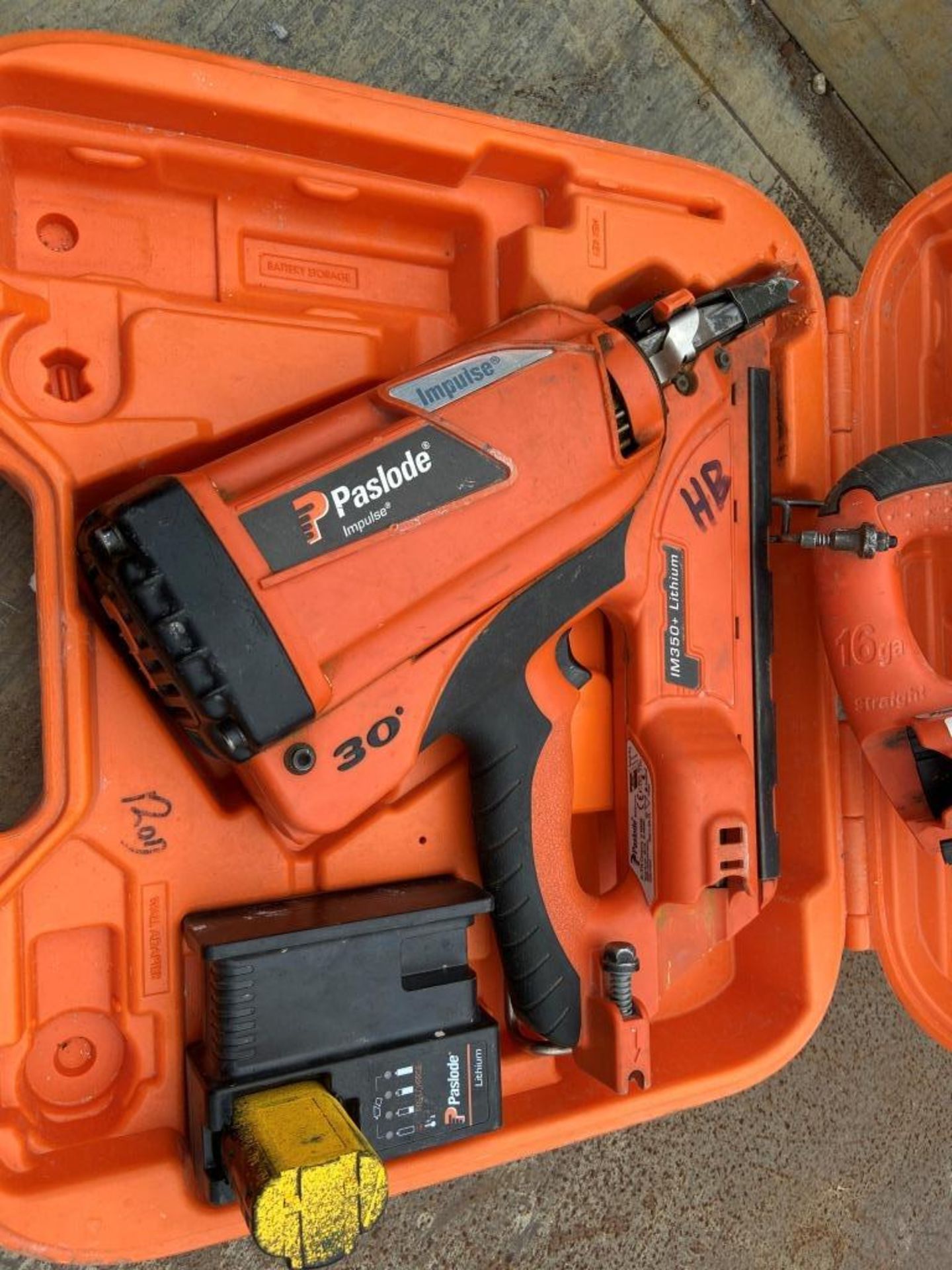 Two Paslode Impulse IM350+ nail guns, one battery and case - Image 2 of 5