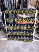 Unused Dumbell set with ex display stand 12x1KG 4x2KG 10x4KG 6x5KG 4x6KG 4x8KG