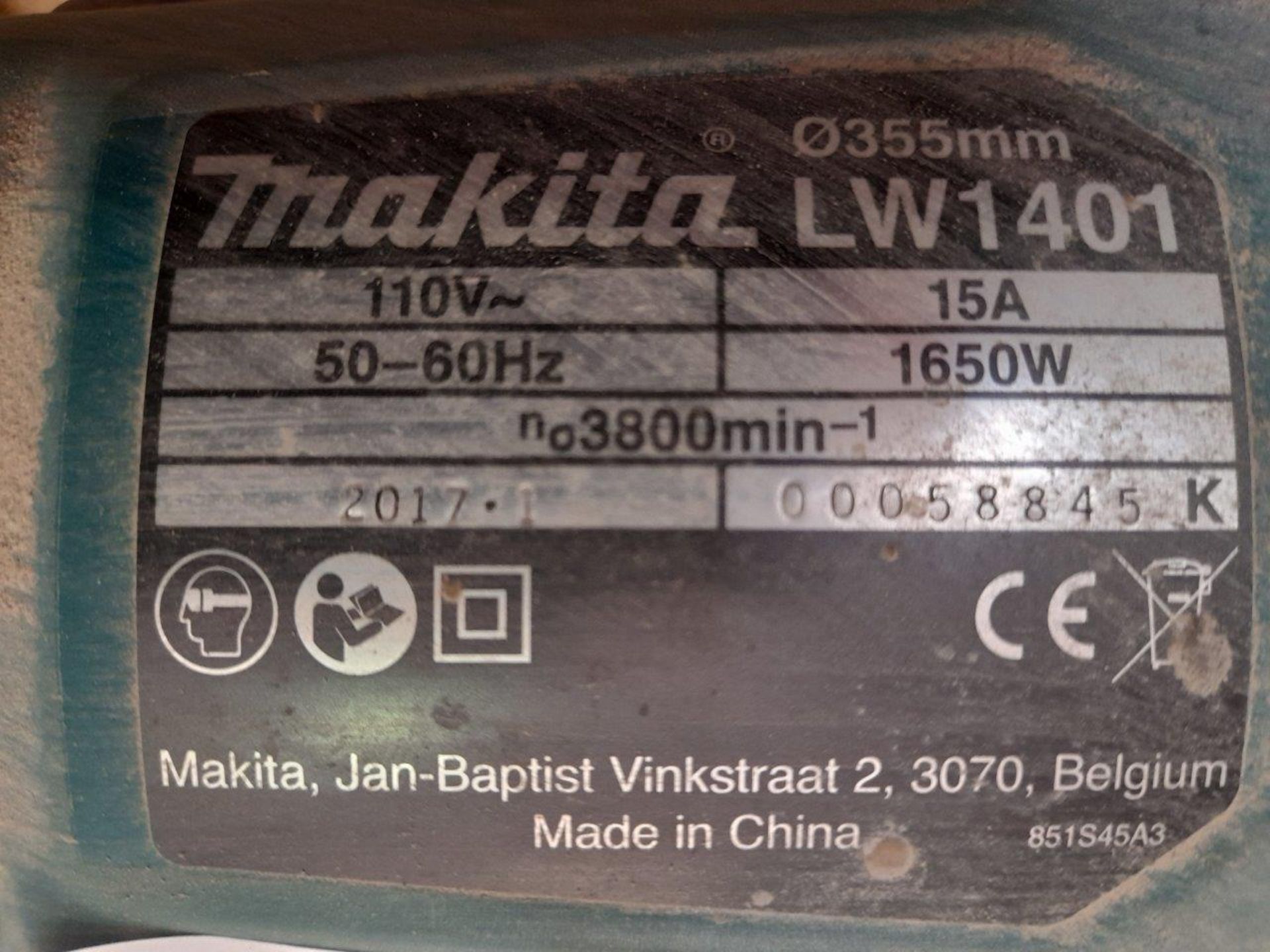 Makita LW1401 110v chop saw - Image 2 of 2