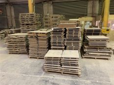 Quantity of wooden turnover boards in various sizes; 190cm x 40cm, 190cm x 30cm, 122cm x 42cm,