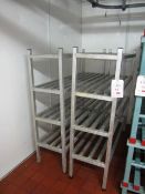 Two bays of stainless steel 4 shelf racking, approx 1500 x 450 x 1500mm