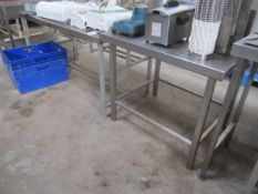 Two various stainless steel tables, approx 900 x 750 x 780 and 1380 x 690 x 730mm