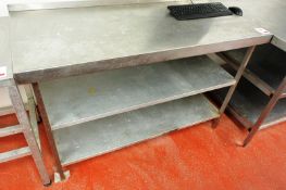Stainless steel twin shelf prep table, approx 1380 x 600 x 900mm