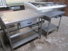 Two various stainless steel tables, approx 1000 x 600 x 860 and 1050 x 850 x 890mm