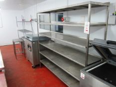 Bay of 6 shelf stainless steel racking, approx 1960 x 450 x 1820mm