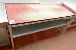 Nylon topped, rectangular preparation table, approx 1520 x 610 x 860mm