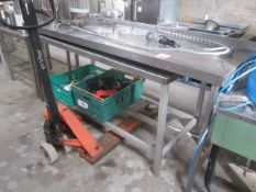 Two various stainless steel tables, approx 2000 x 610 x 910 and 1450 x 680 x 810mm