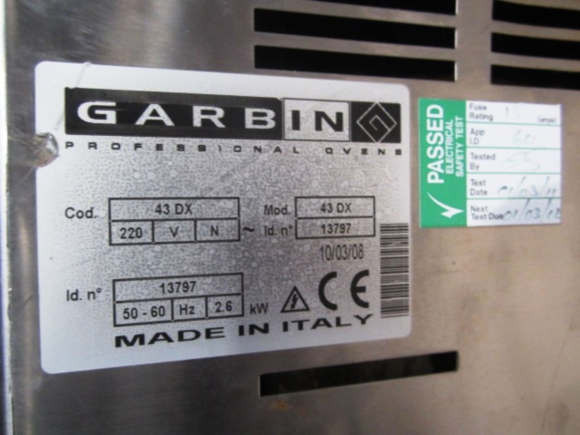 Garbin 43DX, stainless steel, convection oven, serial no. 13797 (2008) (Please note: This Lot is - Image 3 of 3