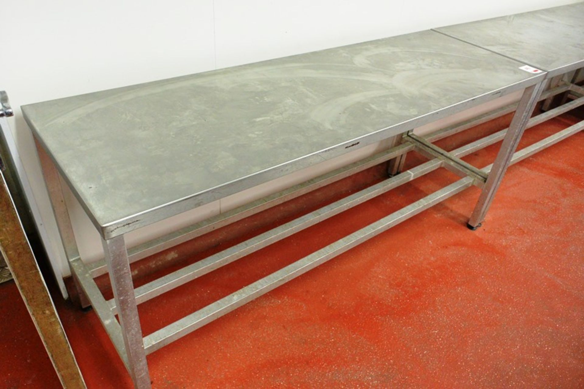 Stainless steel topped rectangular prep table, approx 1830 x 610 x 850mm