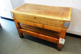 Butchers block mounted on timber frame, approx 1220 x 600mm (Please note: This lot is located in