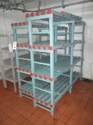 Two bays of plastic 4 shelf racking, approx 1850 x 470 x 1740mm