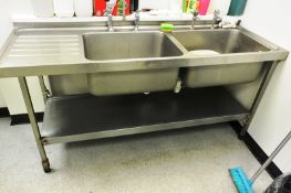 Stainless steel twin basin sink, approx 1800mm width, with hose tap fitting (please note: