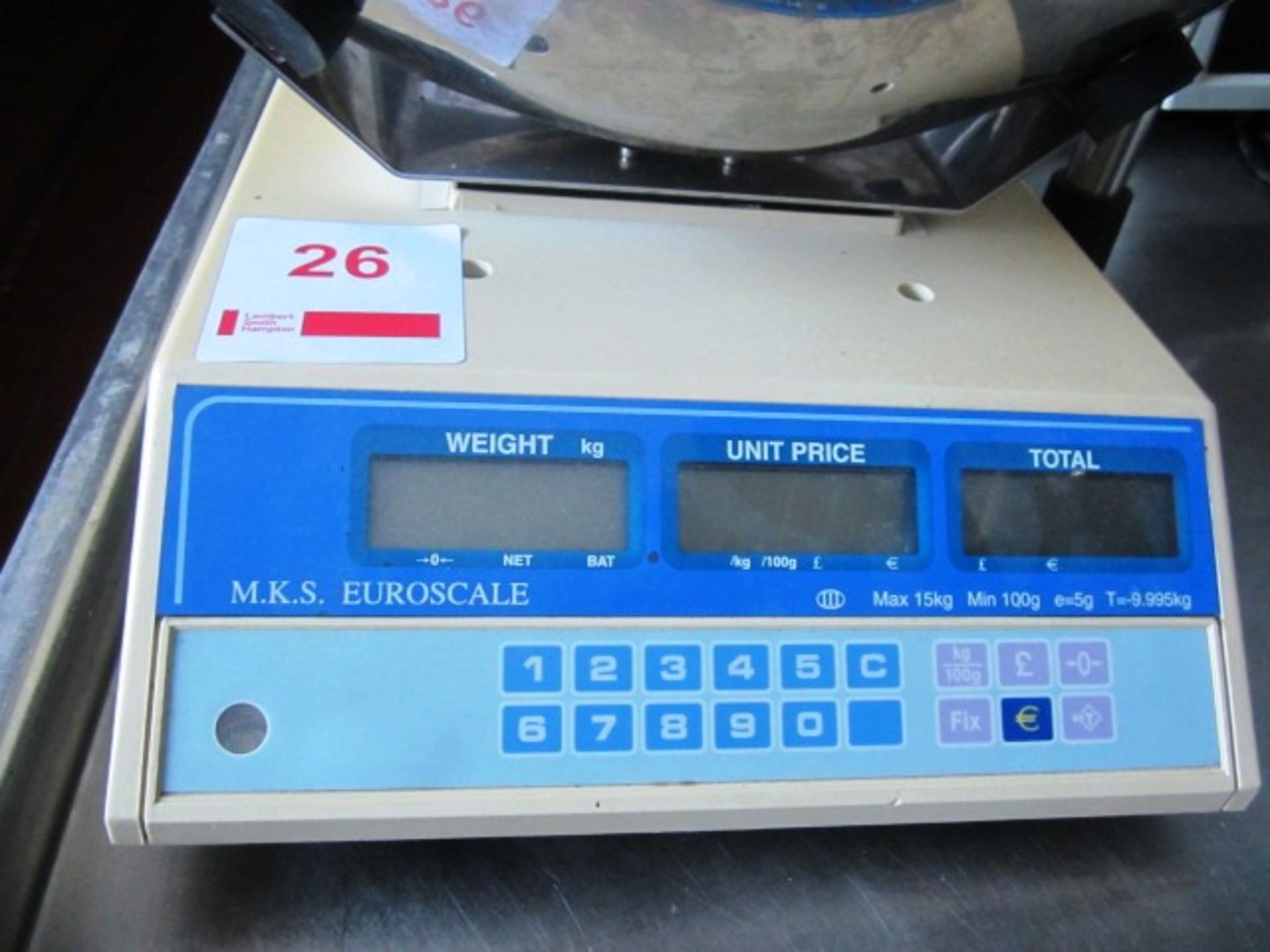 MKS Euroscale KK-15 bench top digital weigh scale, max cap 15kg, serial no. 86906855 - Image 3 of 4