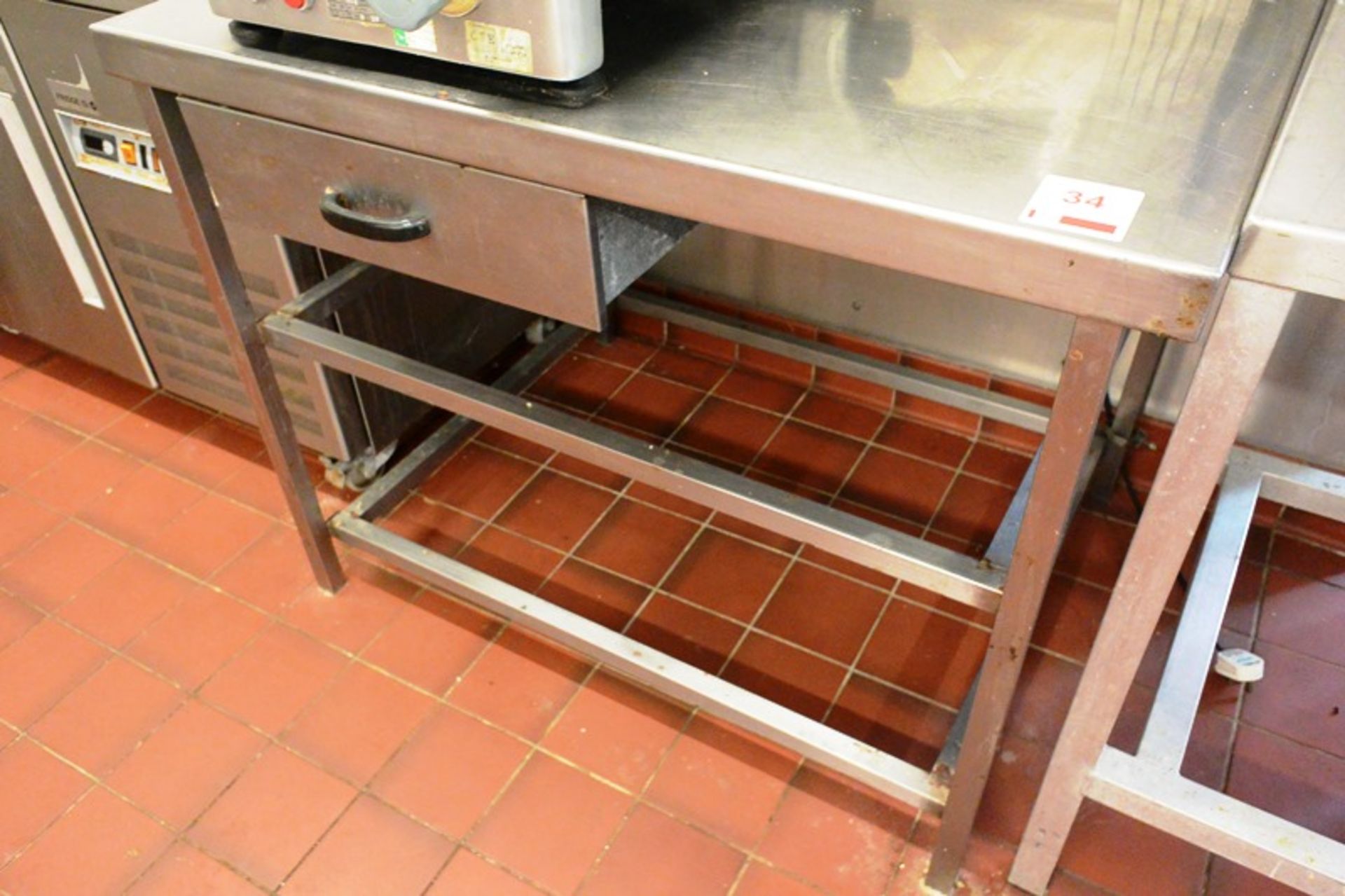 Stainless steel prep table, with drawer, approx 1040 x 850 x 840mm