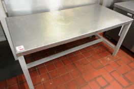 Stainless steel topped prep rectangular table, approx 1730 x 820 x 800mm