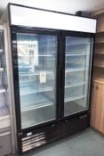 Interlevin LGF 5000 twin glass door freezer, 240v, widtht 1400, height 2070, depth 800mm (Please