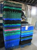 Quantity of plastic stackable storage crates (as lotted)