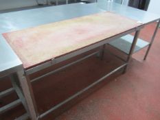 Nylon topped, rectangular preparation table, approx 1520 x 610 x 860mm